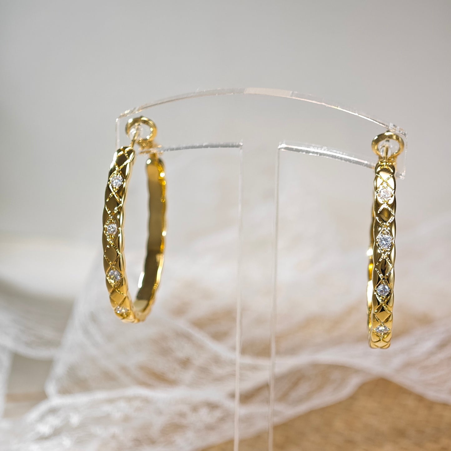 Celeste Quilted Hoop Earrings