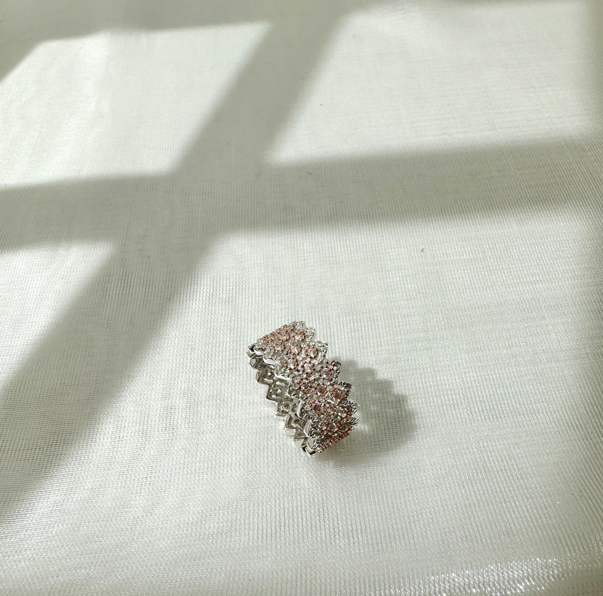 Two Tone Lace Silver Ring