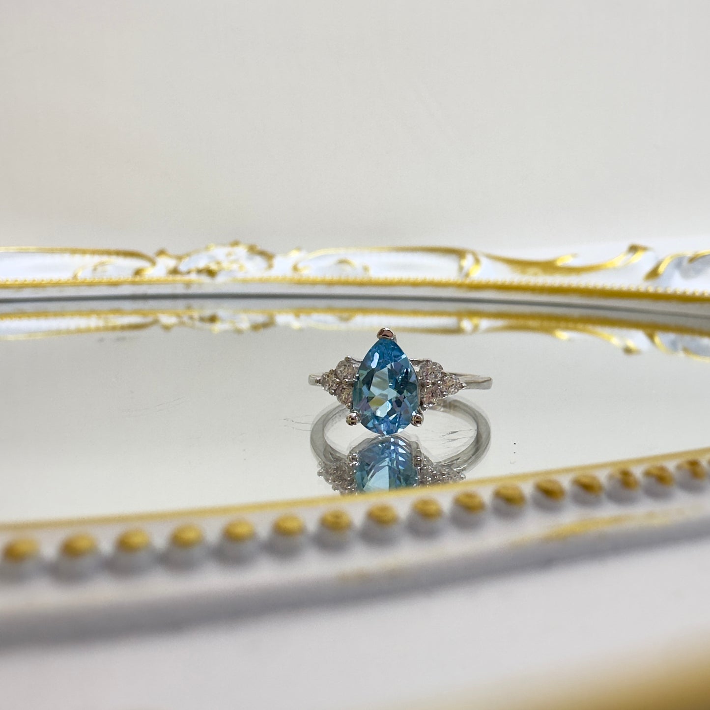 Blue Teardrop Topaz Ring