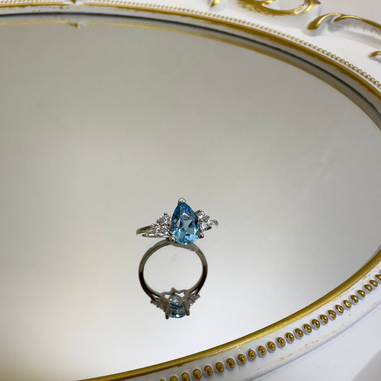 Blue Teardrop Topaz Ring