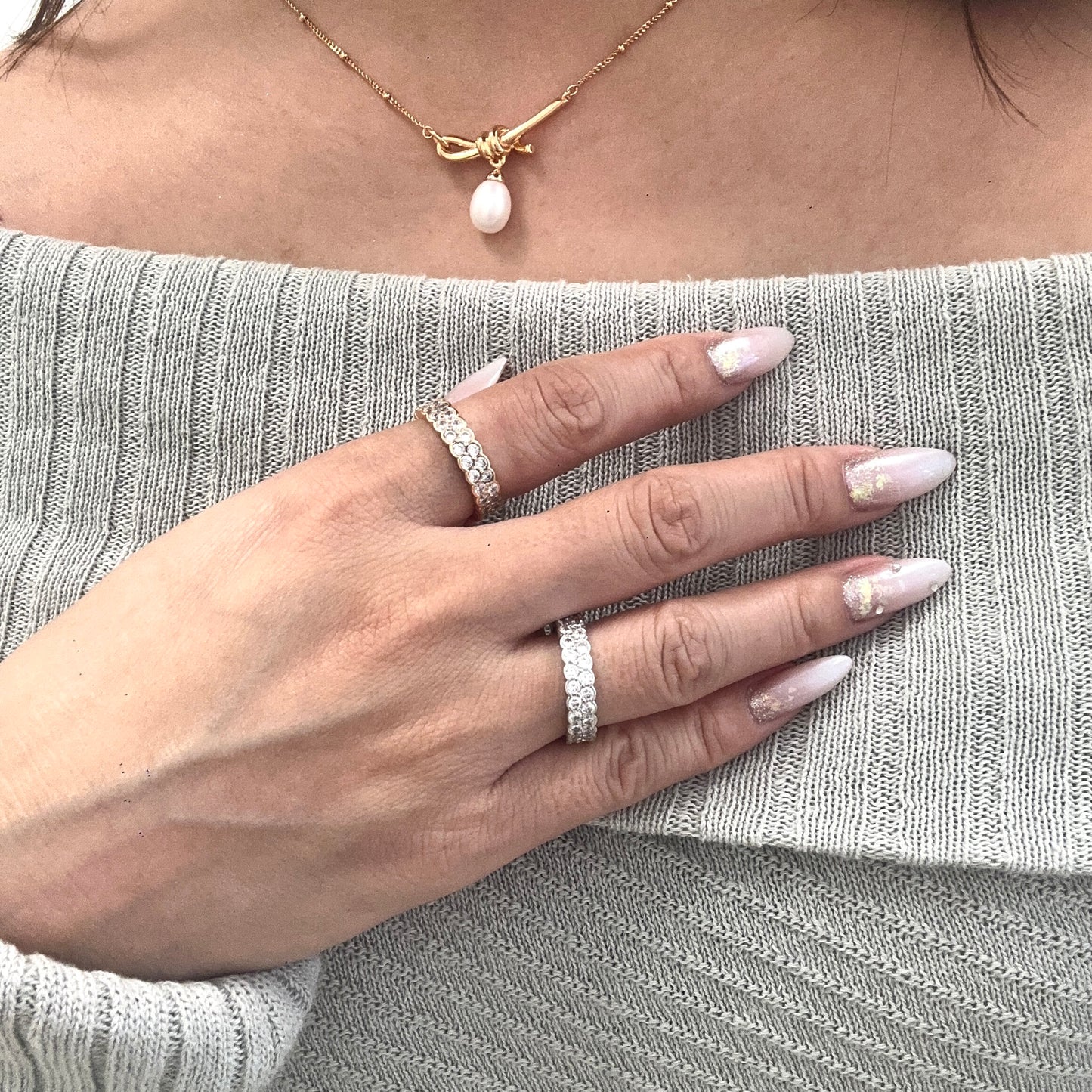 Dual Line Diamond Ring