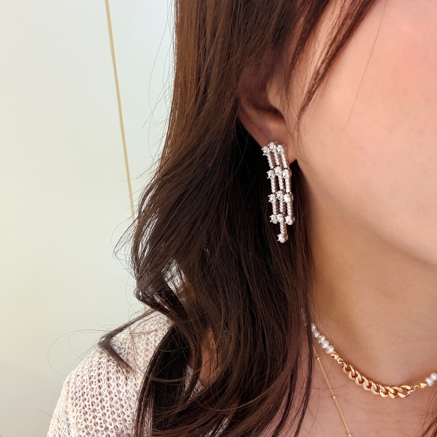 Triple Strand Sparkle Drop Earrings