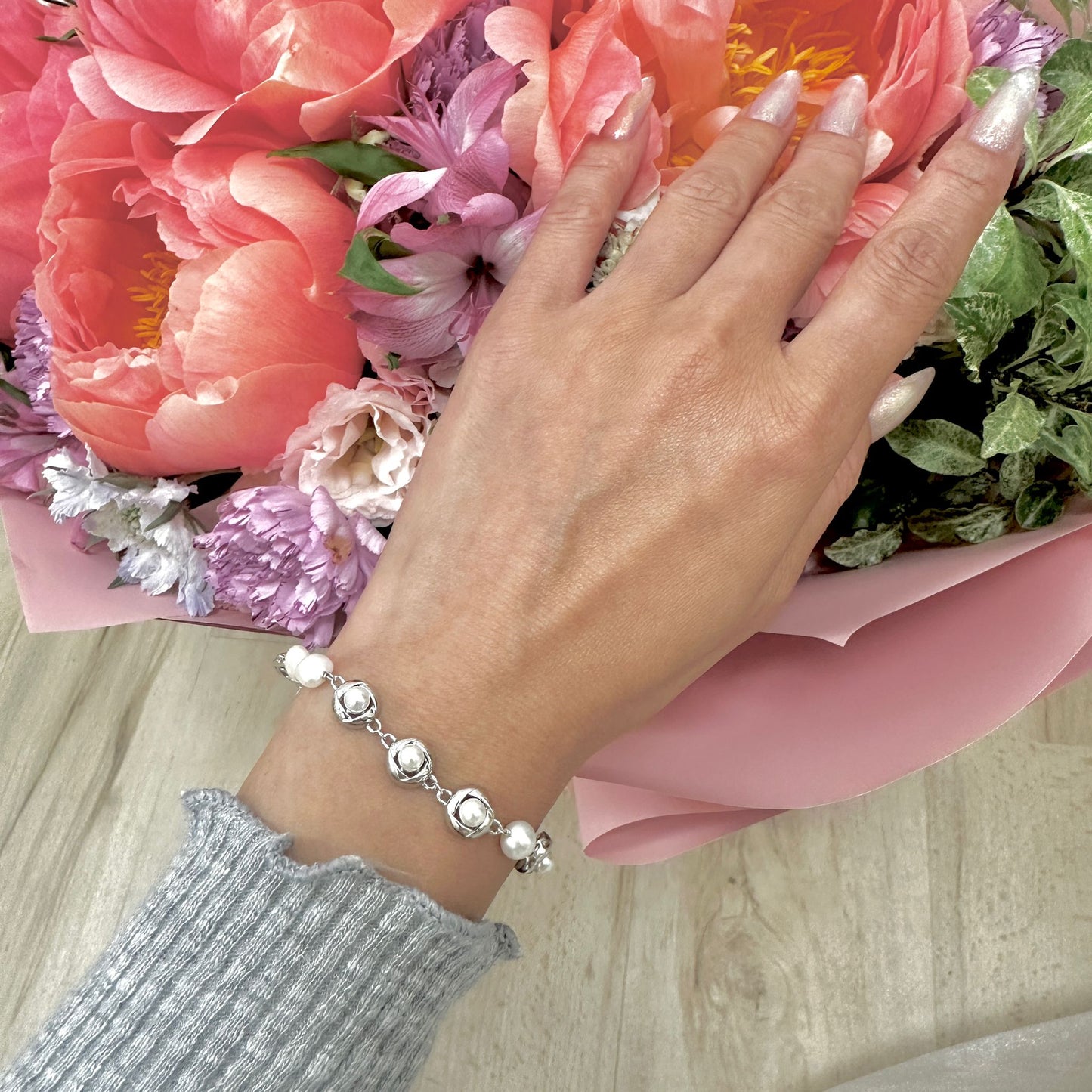 Luna Pearl Silver Bracelet