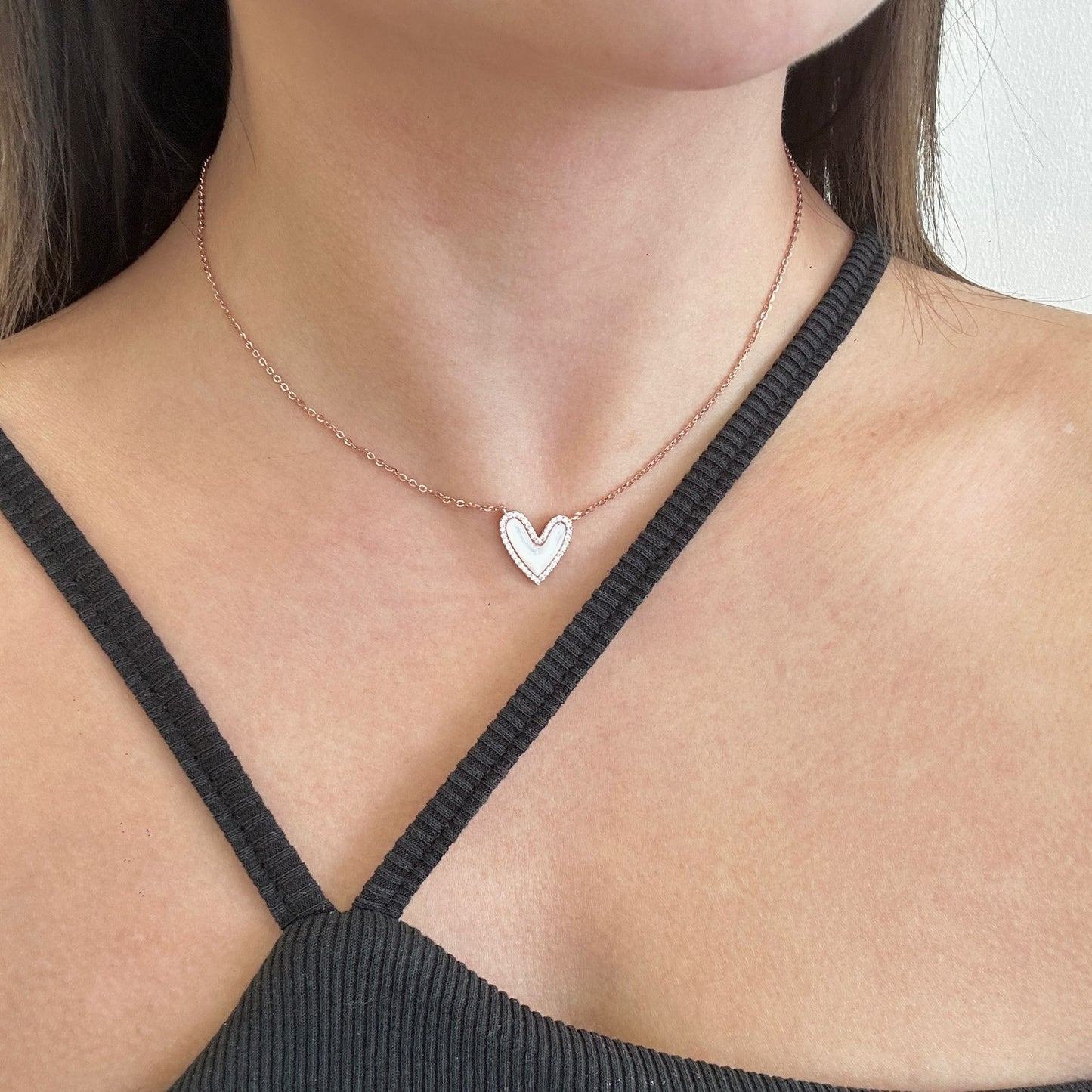 Blushing Heart Pearl Necklace