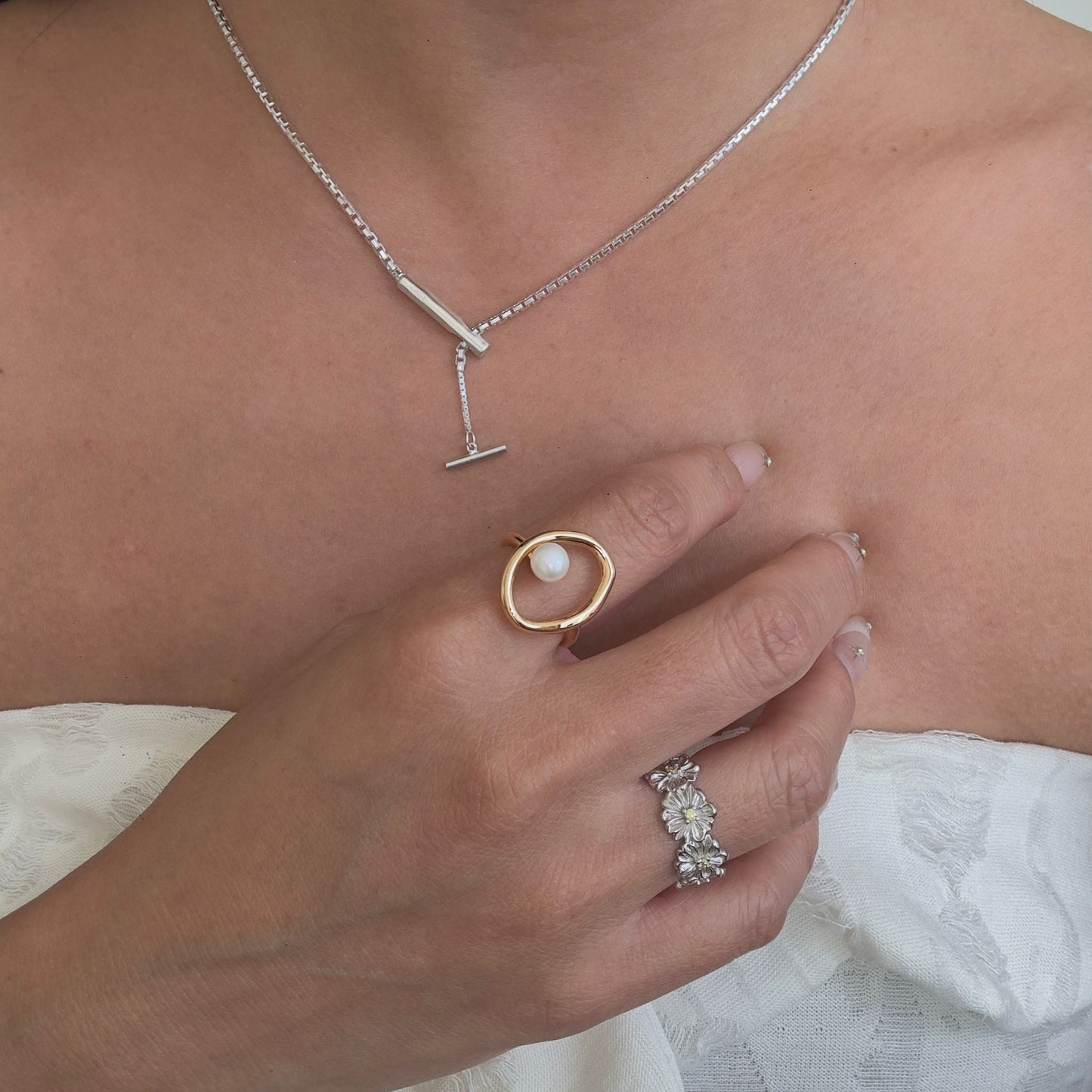 Orbit Pearl Ring