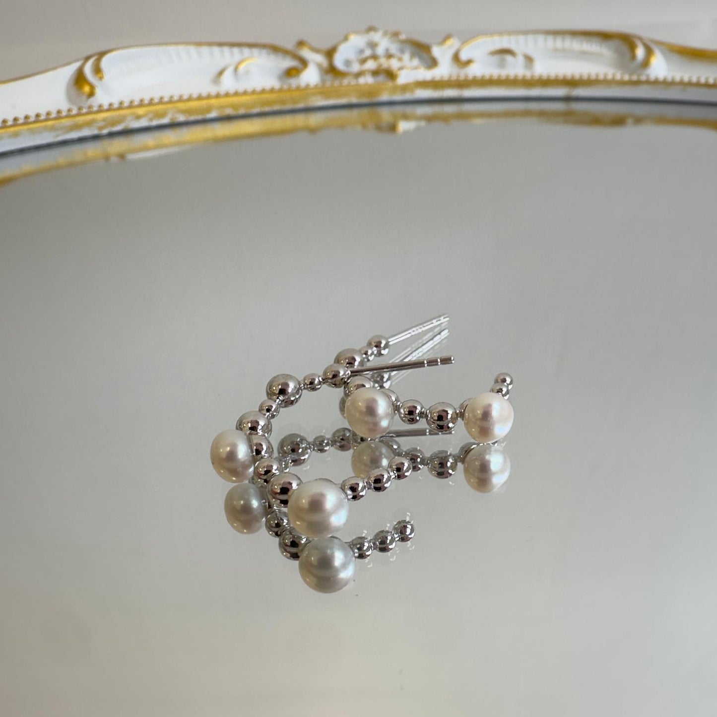 Aurora Beaded Pearl Hoops