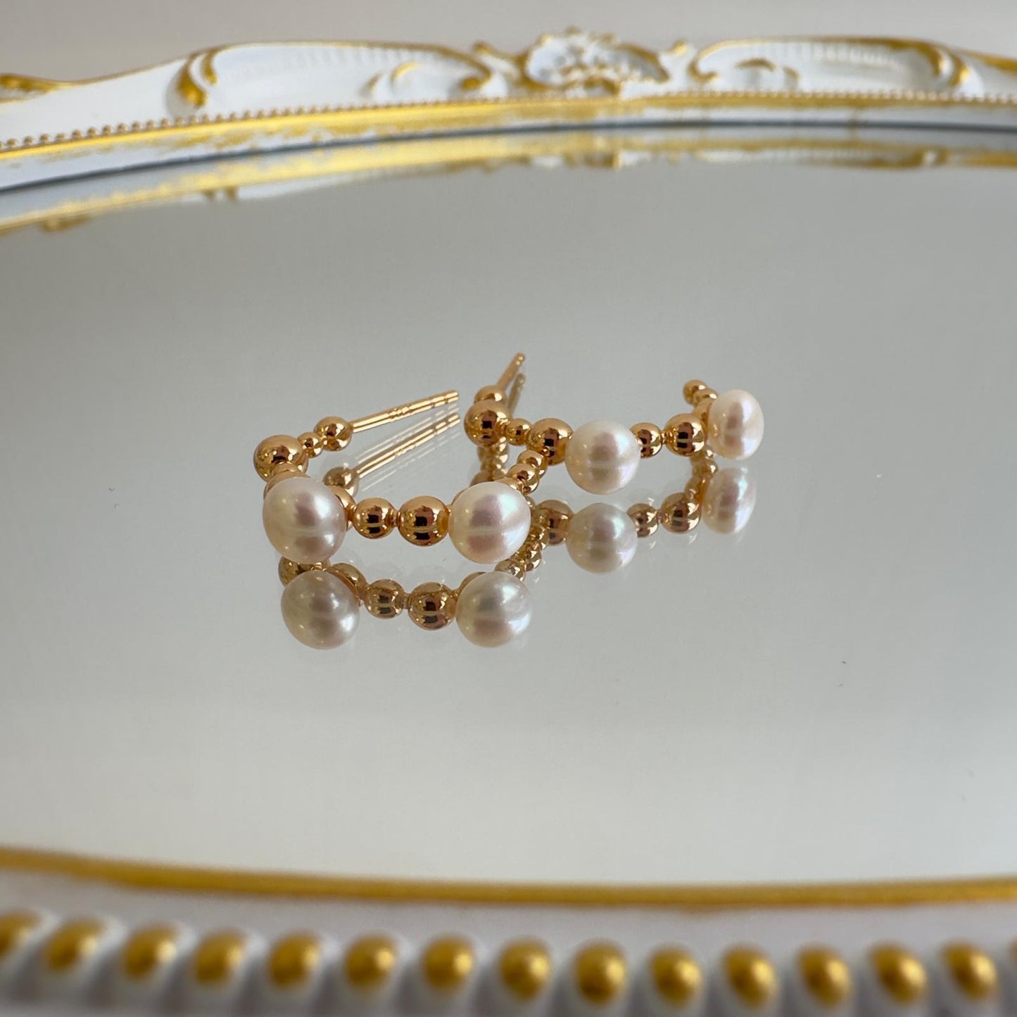 Aurora Beaded Pearl Hoops