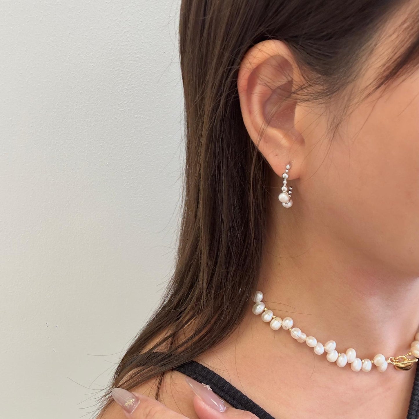 Aurora Beaded Pearl Hoops