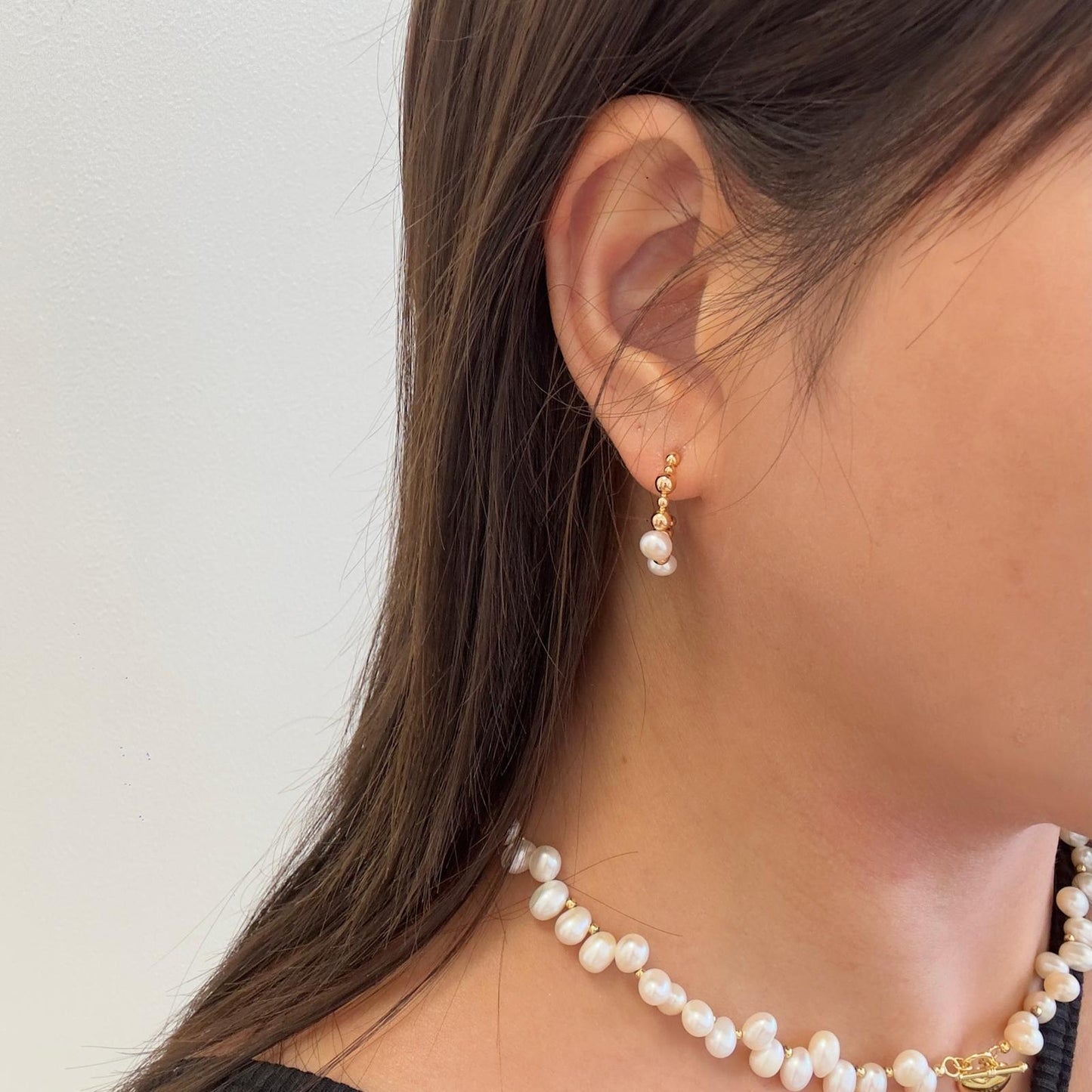 Aurora Beaded Pearl Hoops