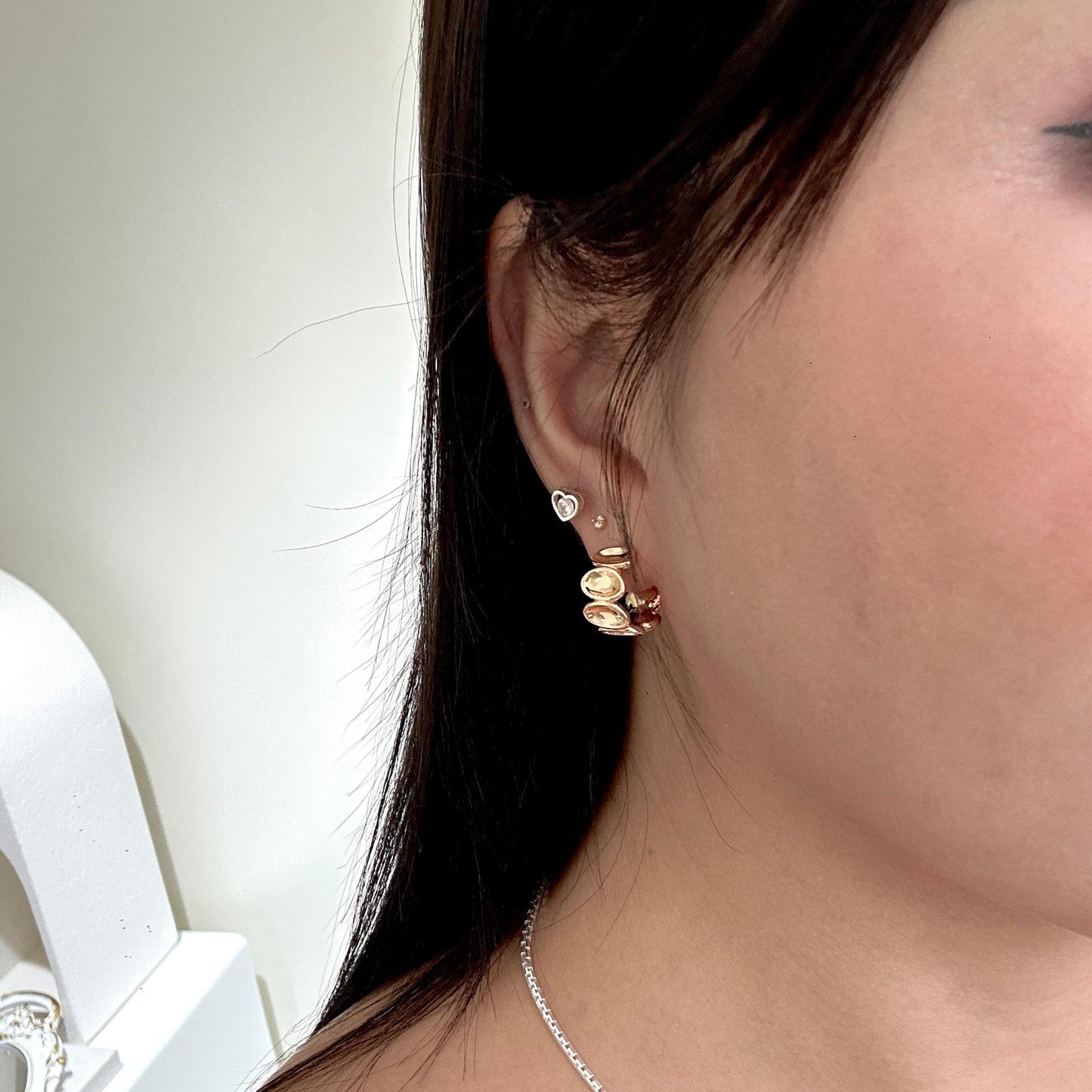 Sculpted Oval Hoop Earring