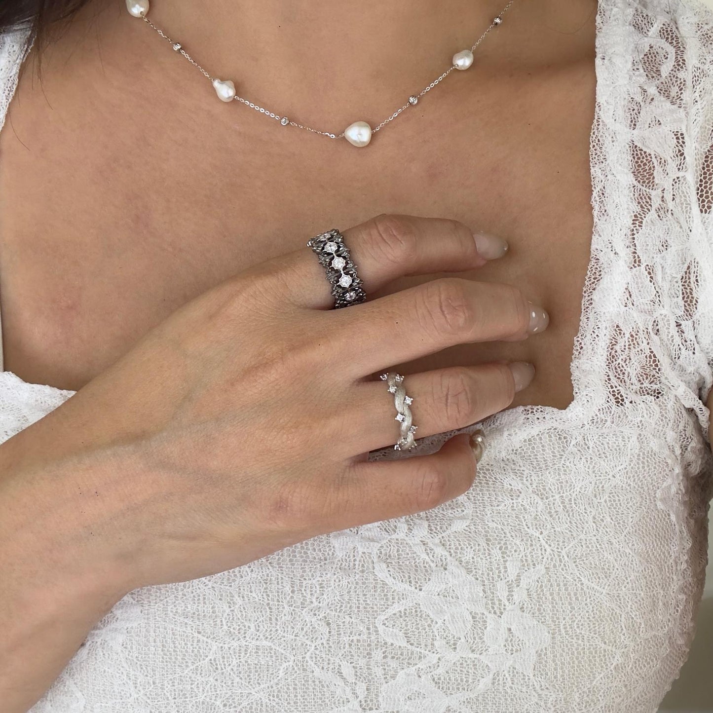 Moonshadow Floral Ring