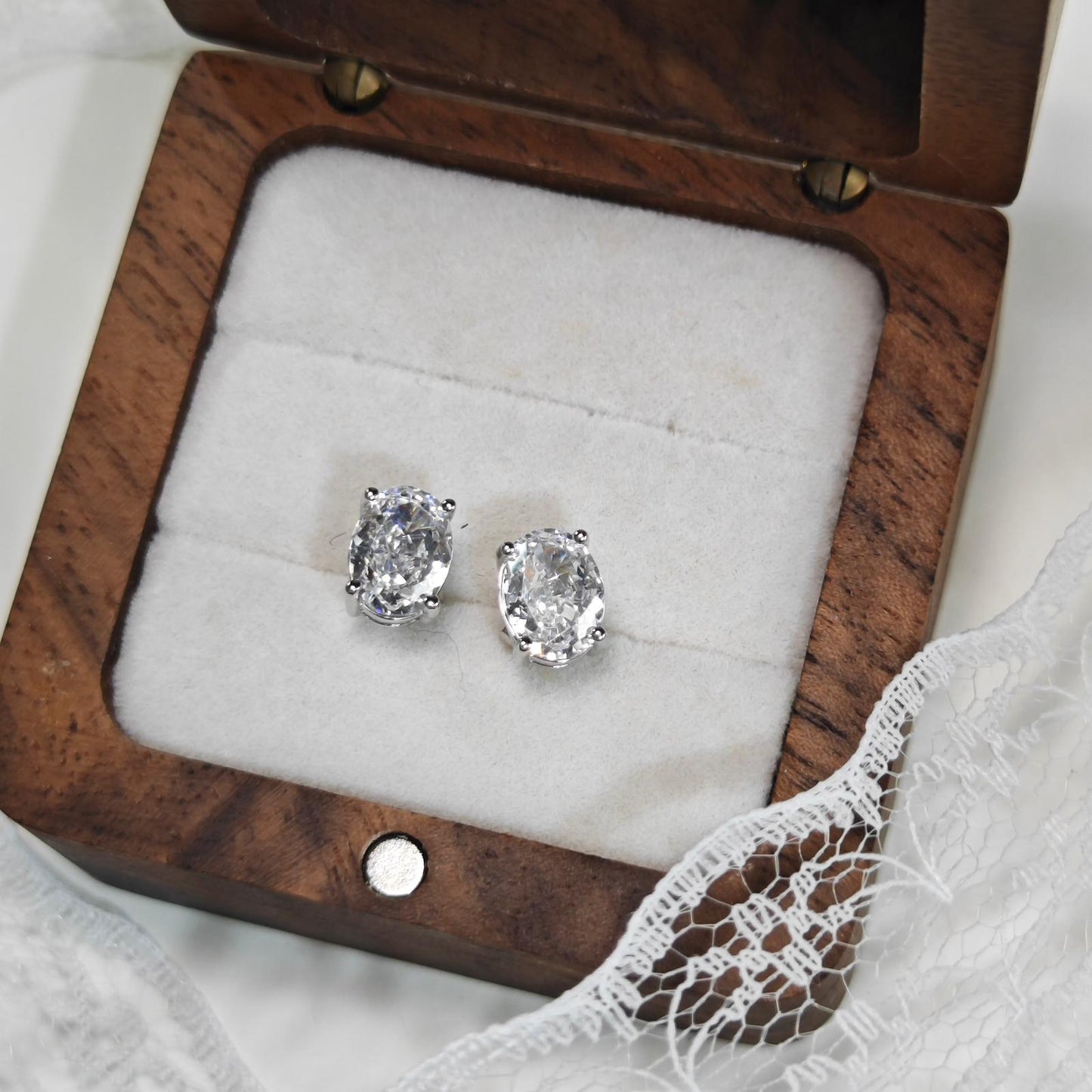 Oval Sparkle Stud Earrings