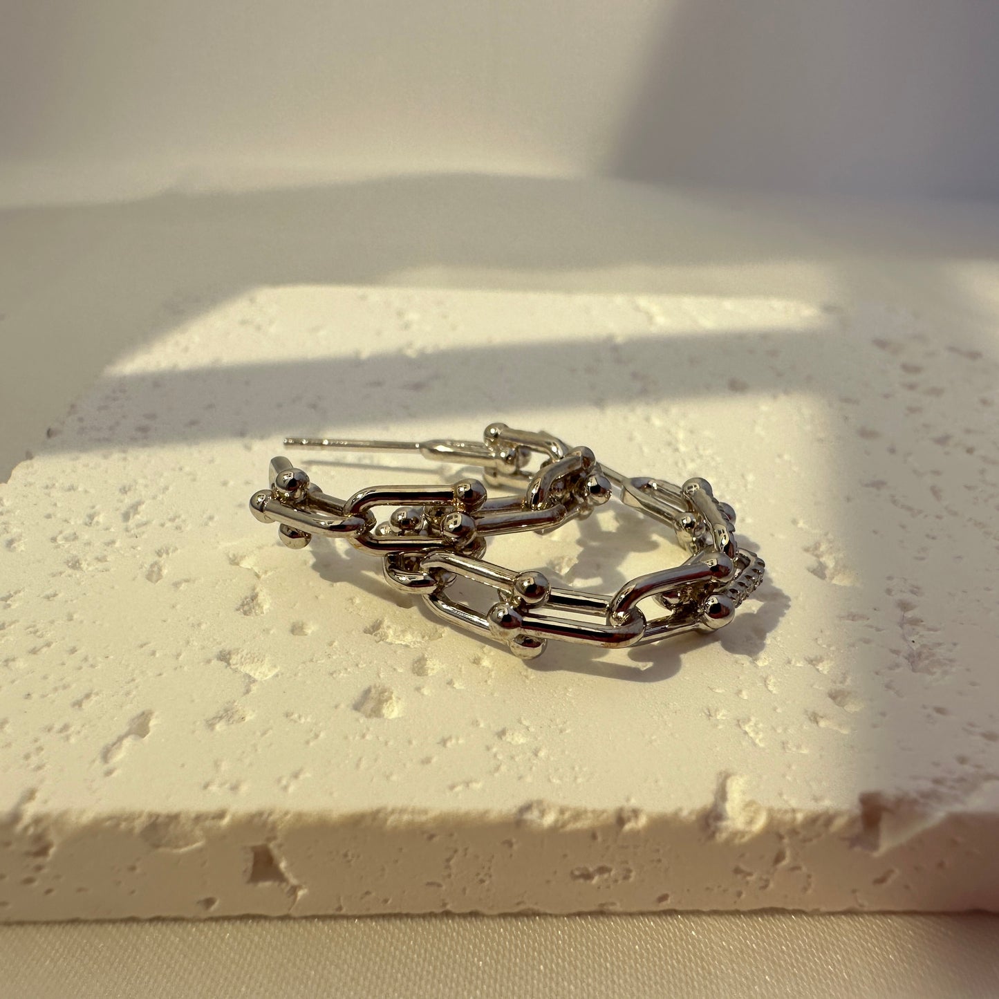 Irregular Square Silver Earring