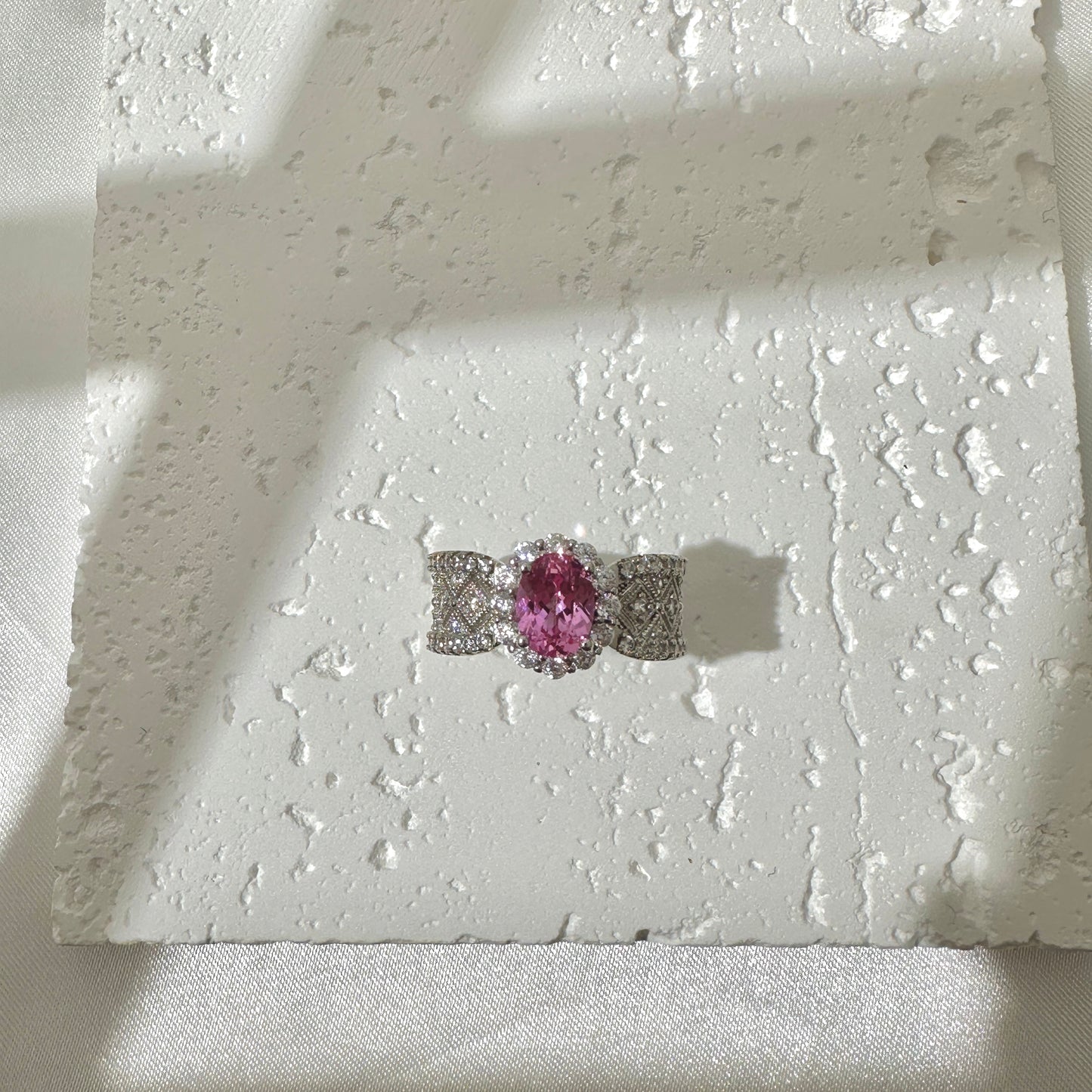 Pink Luxury Silver Ring