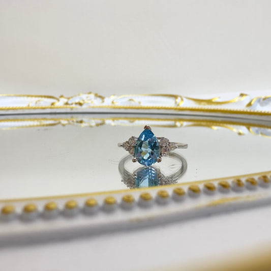 Blue Teardrop Topaz Ring