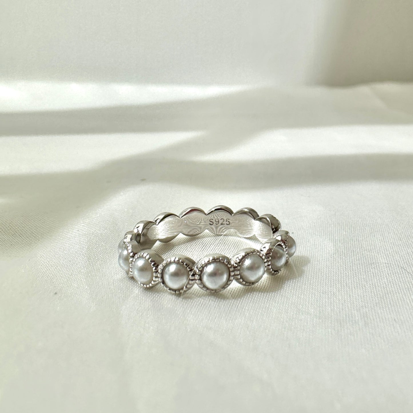 Full Pearl Silver Ring