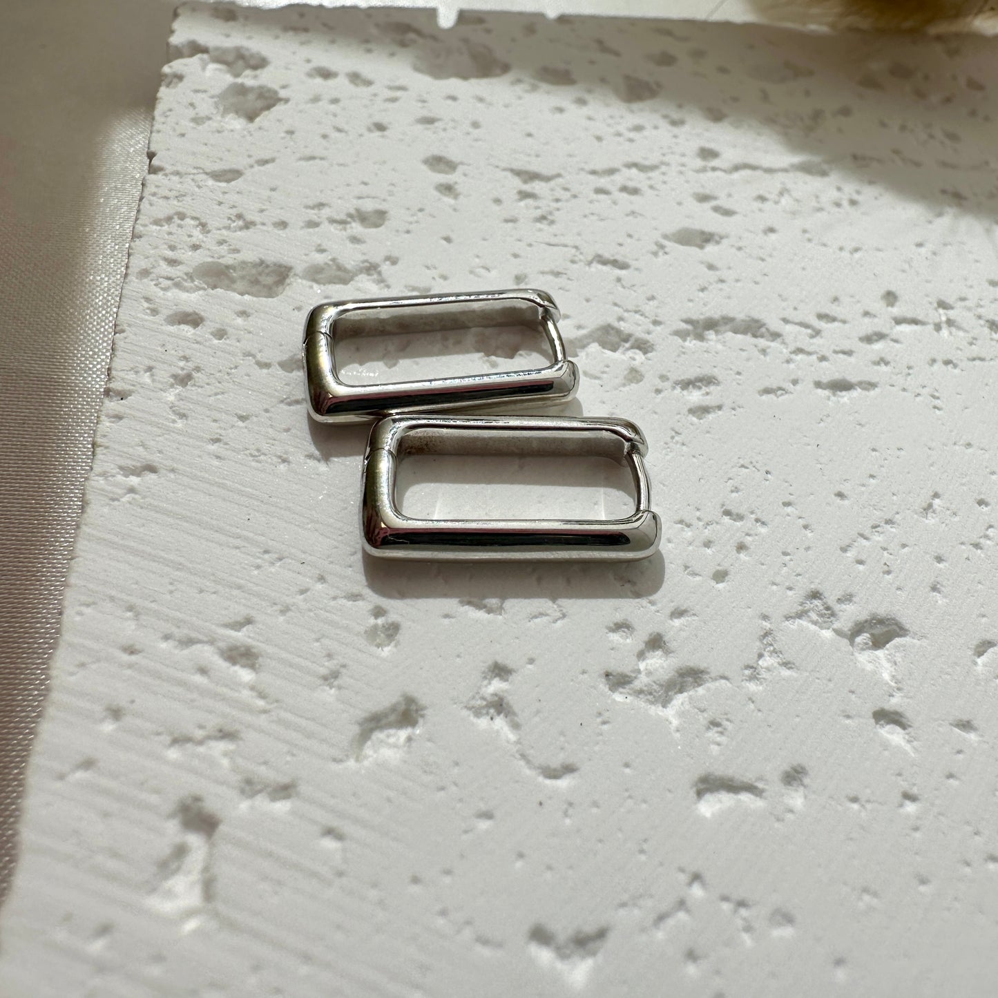 Rectangle Silver Earring