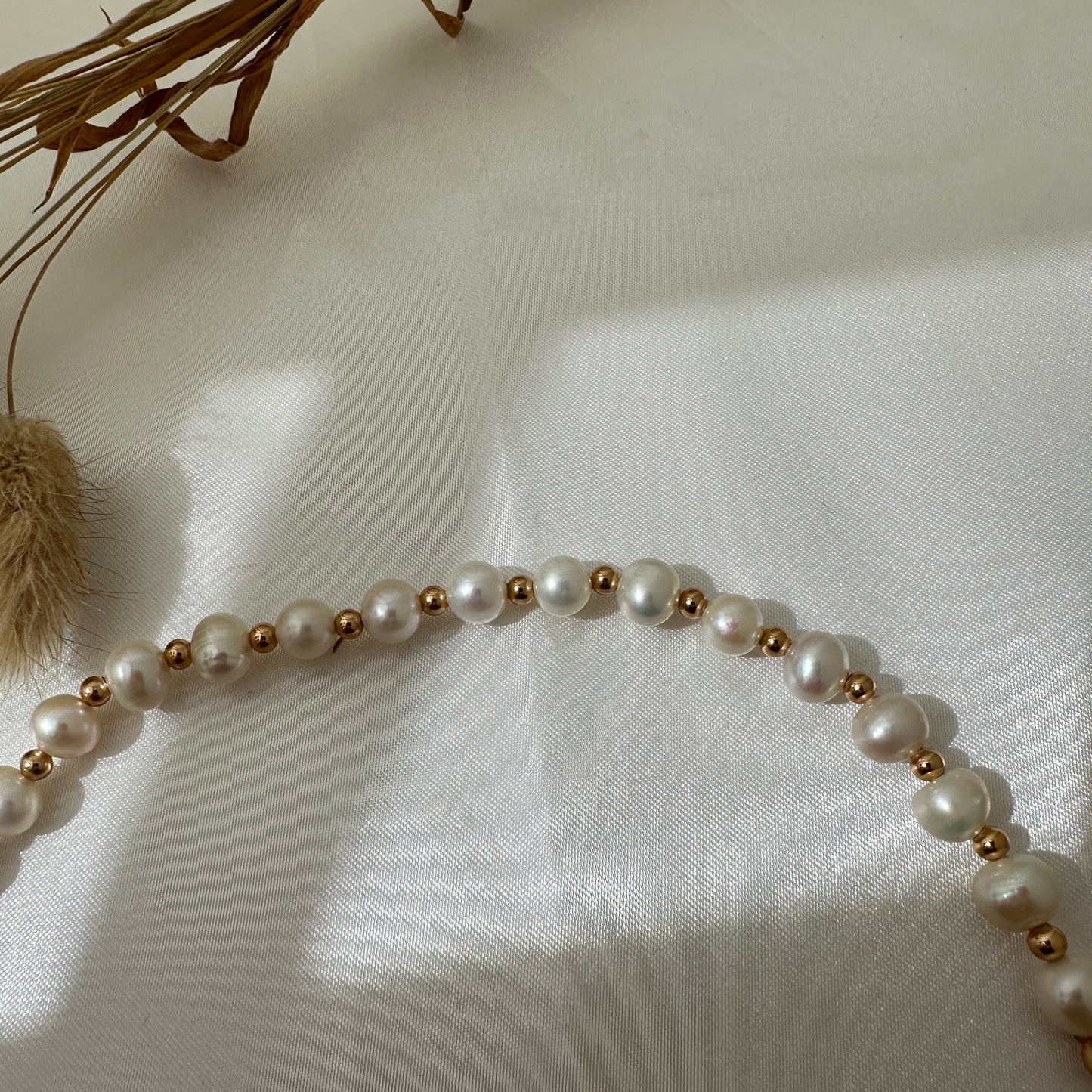 Half Pearl Silver Necklace