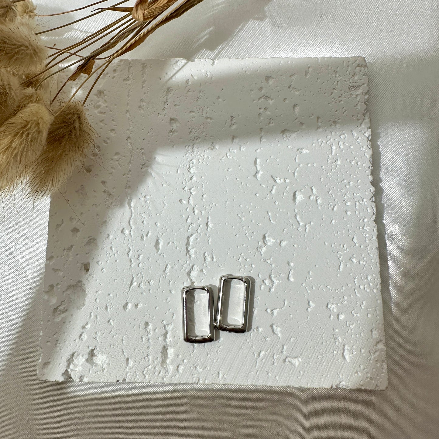 Rectangle Silver Earring