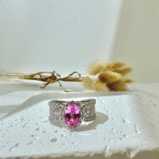 Pink Luxury Silver Ring