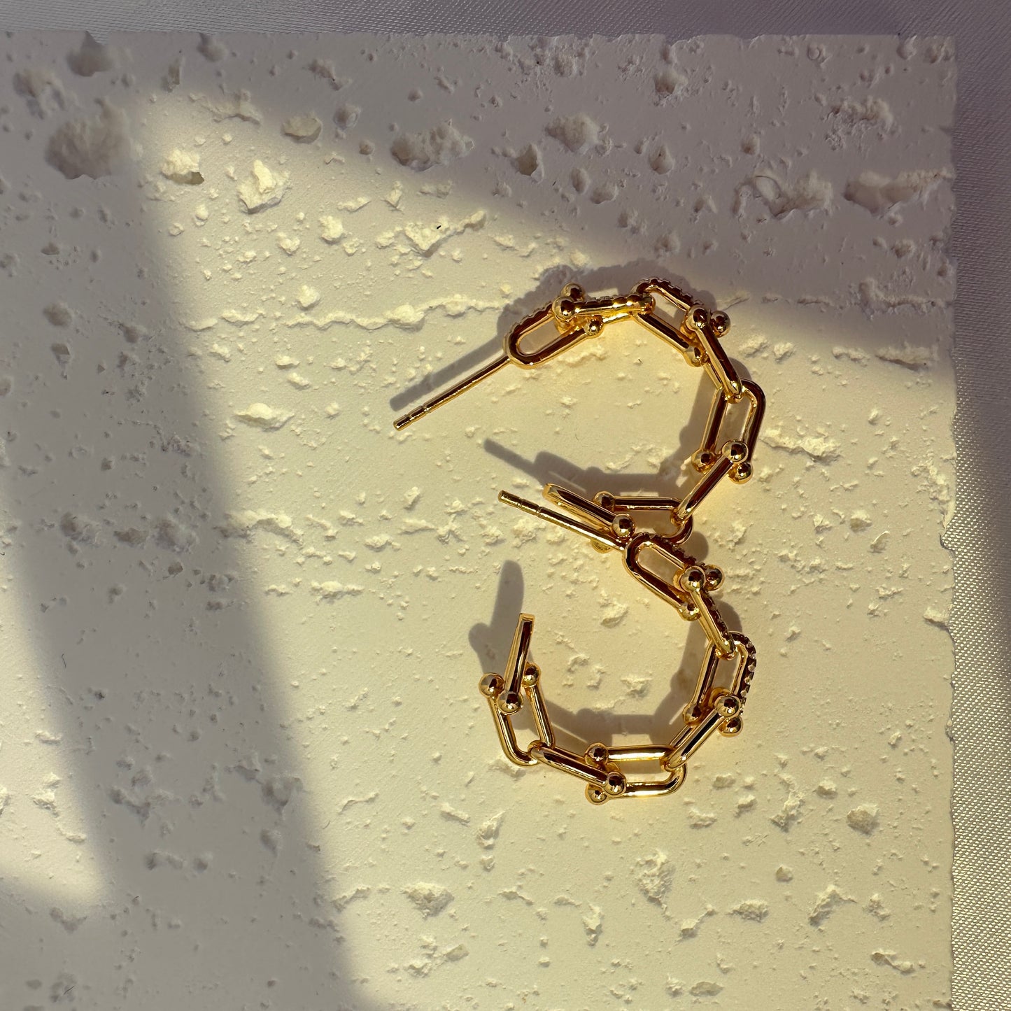 Irregular Square Silver Earring