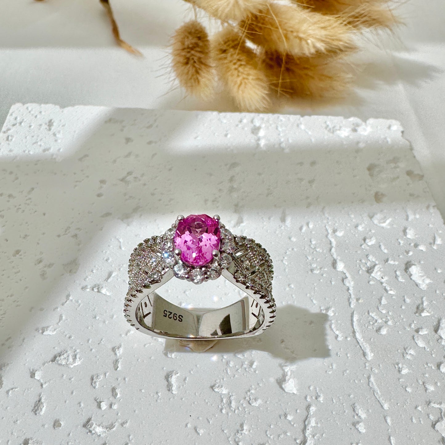 Pink Luxury Silver Ring