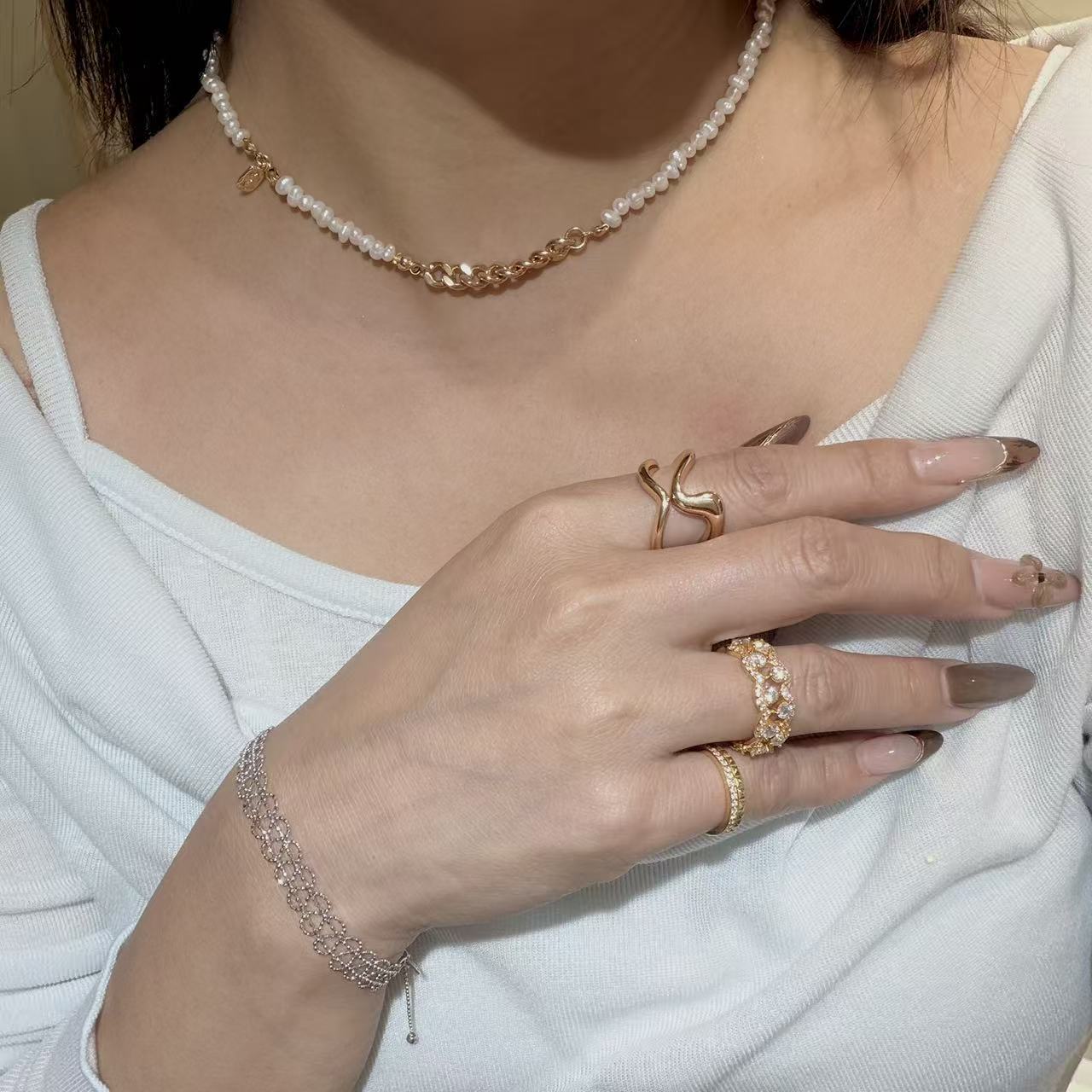 Studded Shine Pinky Ring