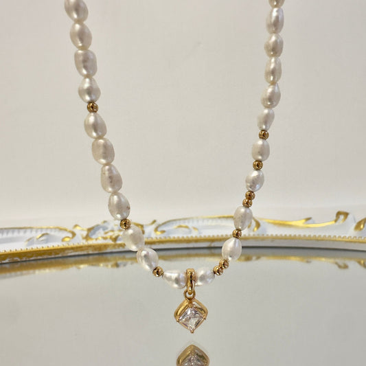 Gilded Grace Pearl Necklace