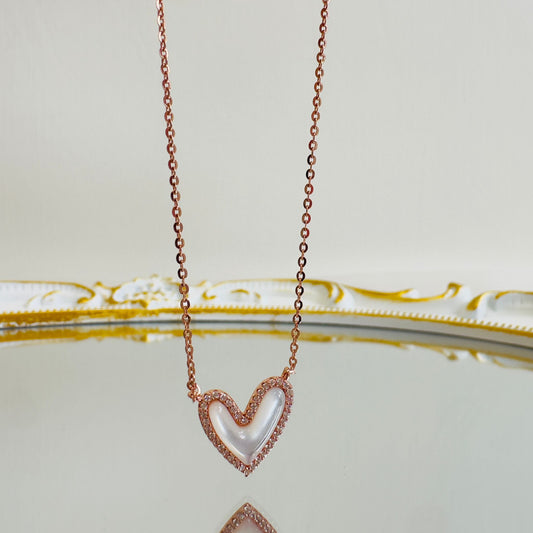 Blushing Heart Pearl Necklace