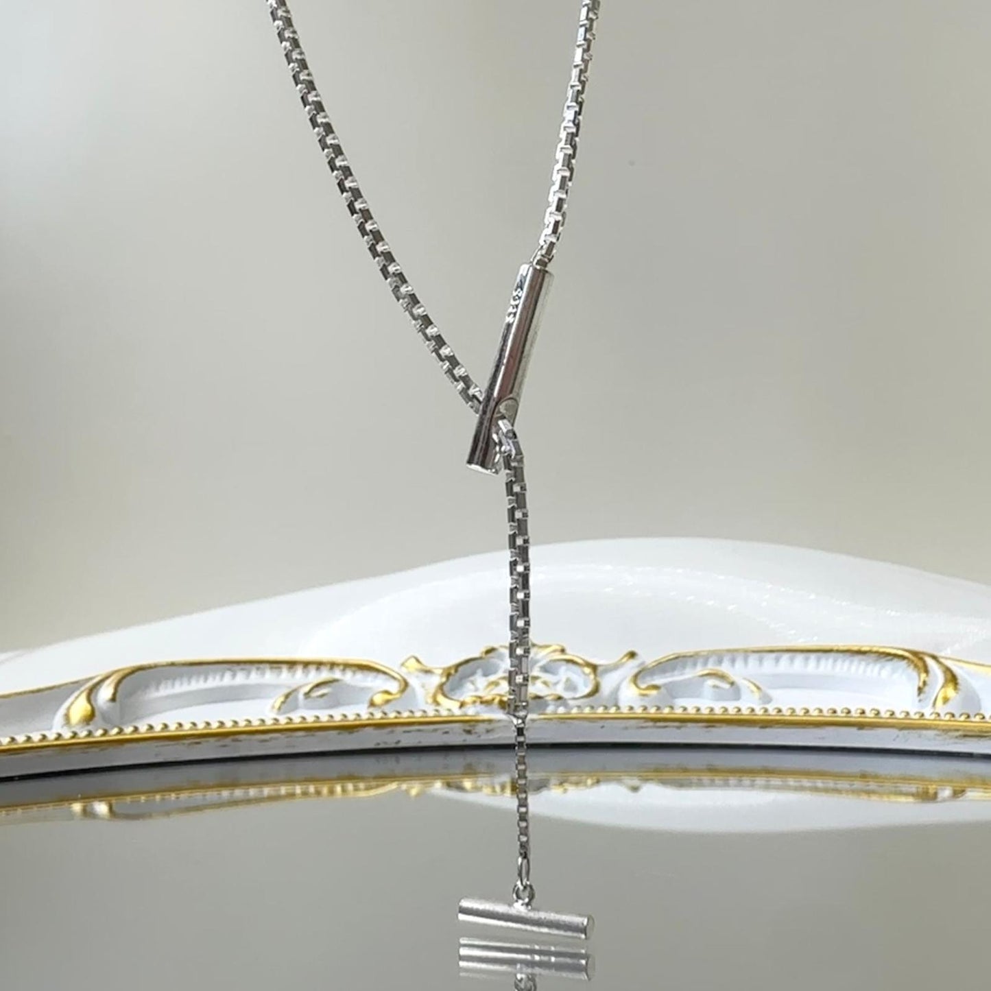 Minimalist Slide Bar Lariat Necklace