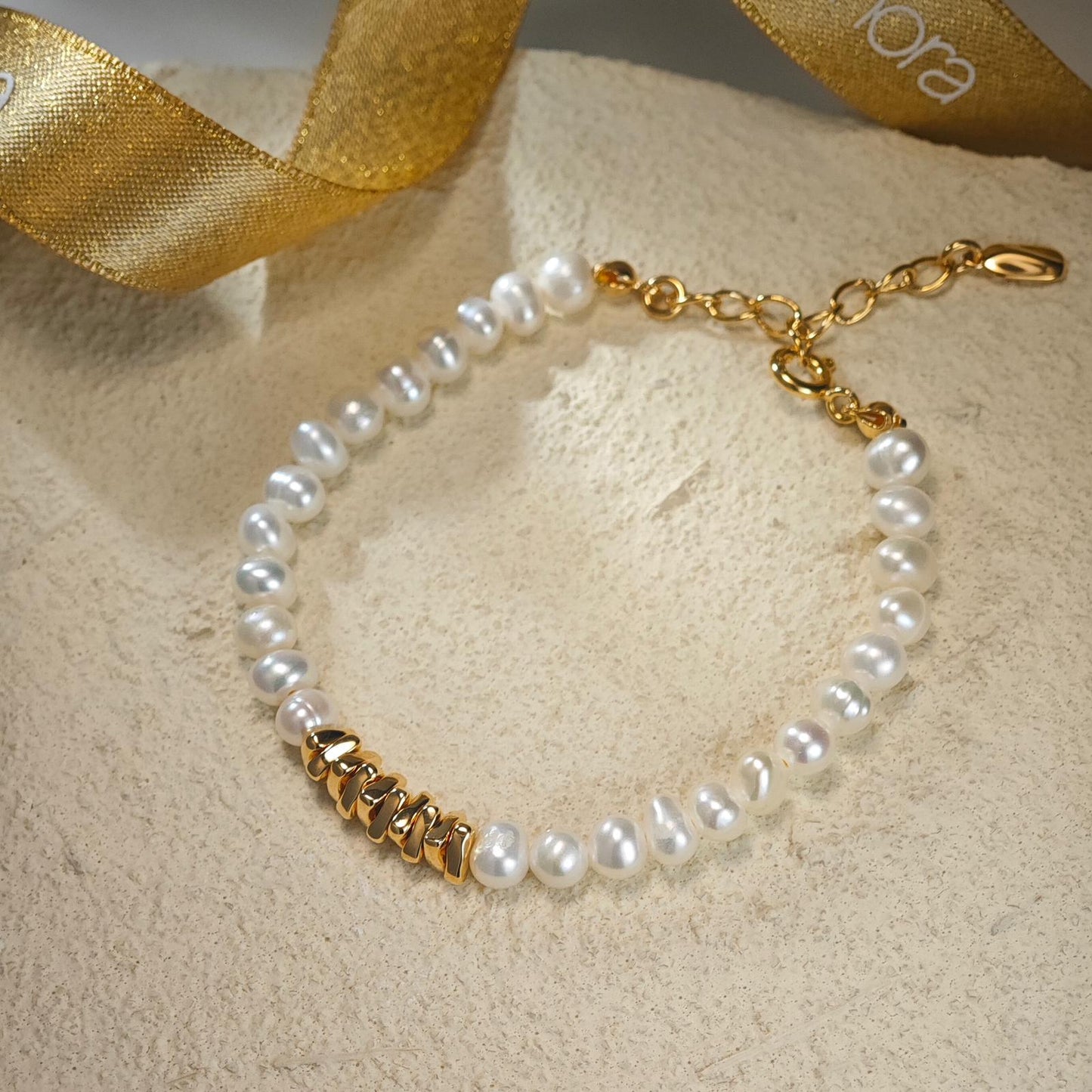 Golden Ripple Freshwater Pearl Bracelet