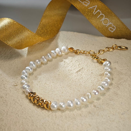 Golden Ripple Freshwater Pearl Bracelet