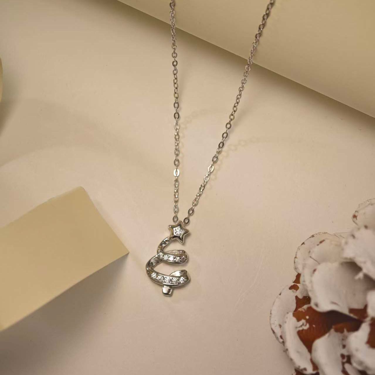 925 Silver Christmas Tree Necklace