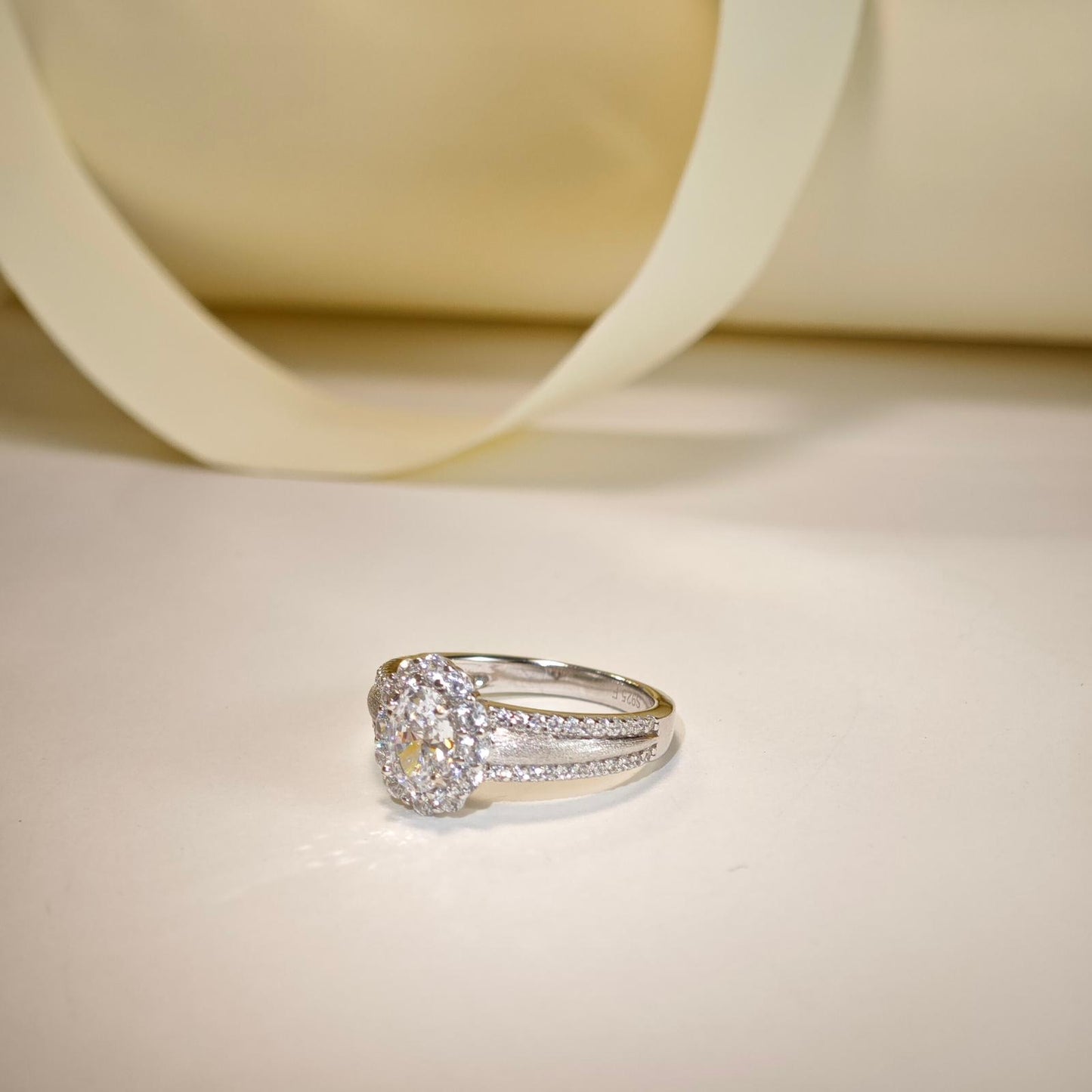 Silver Matte Halo Ring