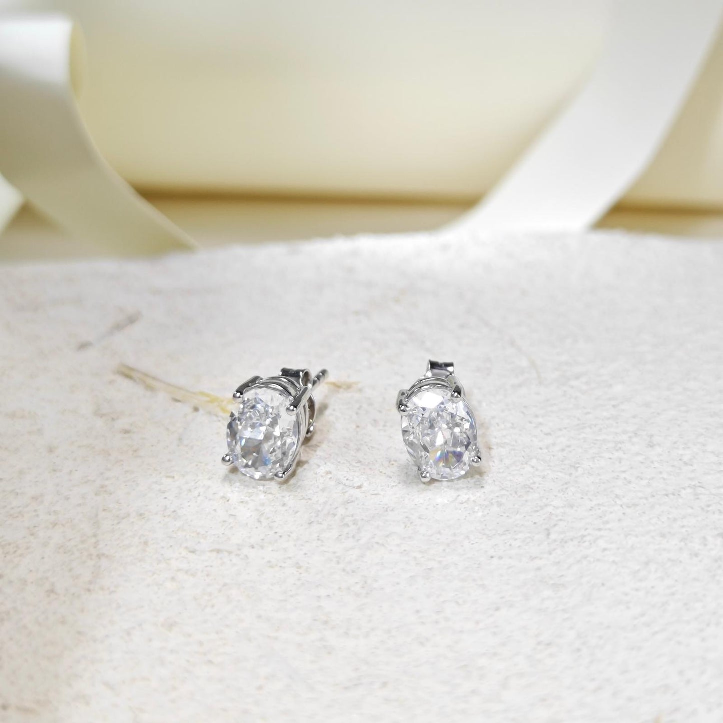 Oval Sparkle Stud Earrings