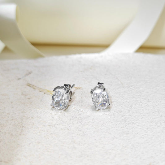 Oval Sparkle Stud Earrings