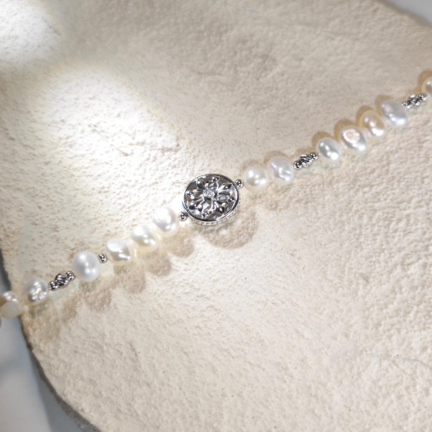 Vintage Floral Freshwater Pearl Bracelet