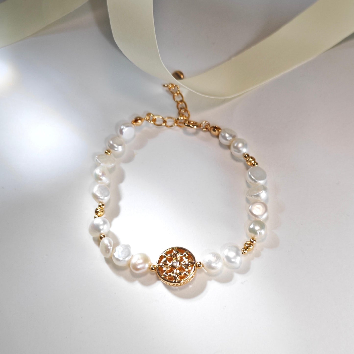 Vintage Floral Freshwater Pearl Bracelet