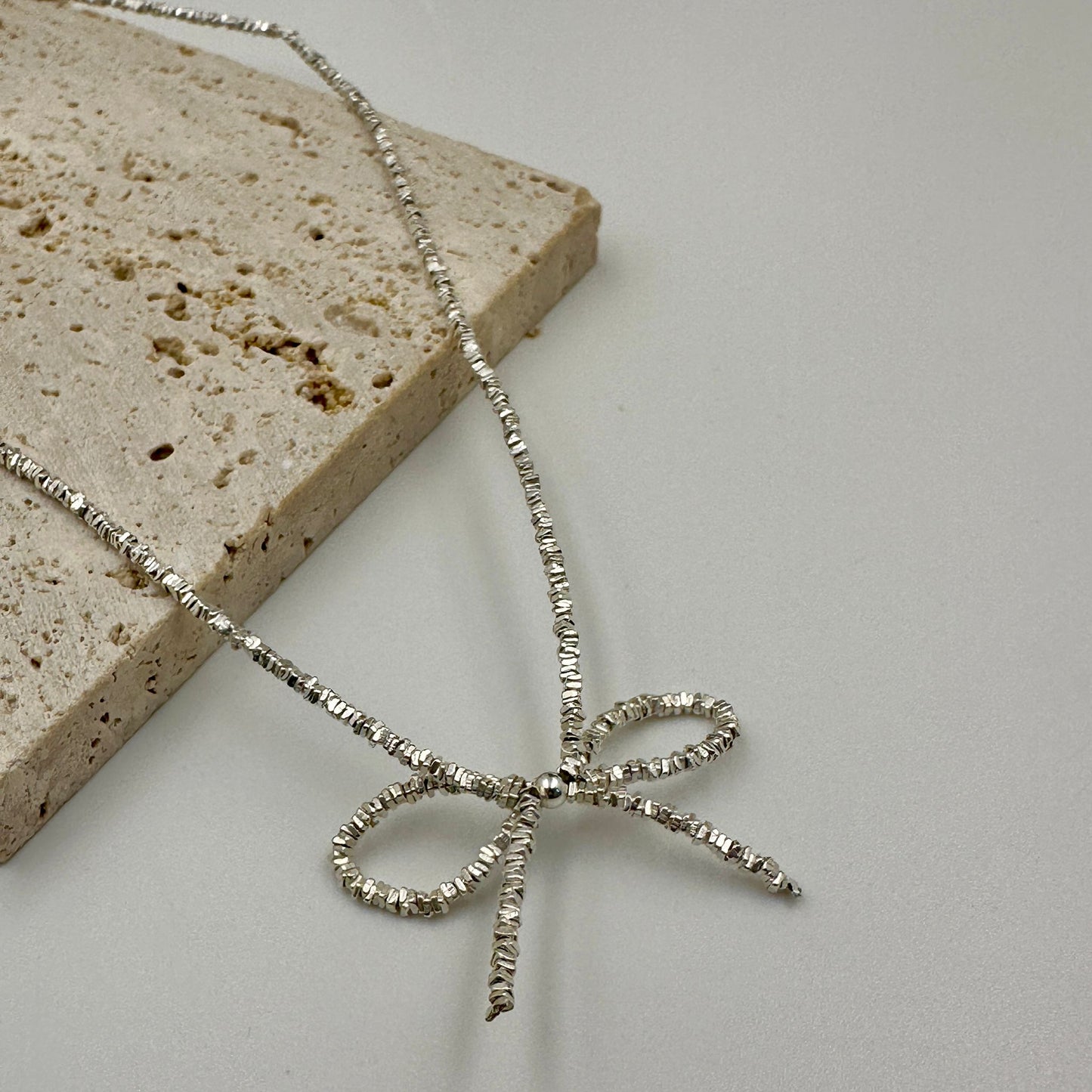 Ribbon Silver Necklace