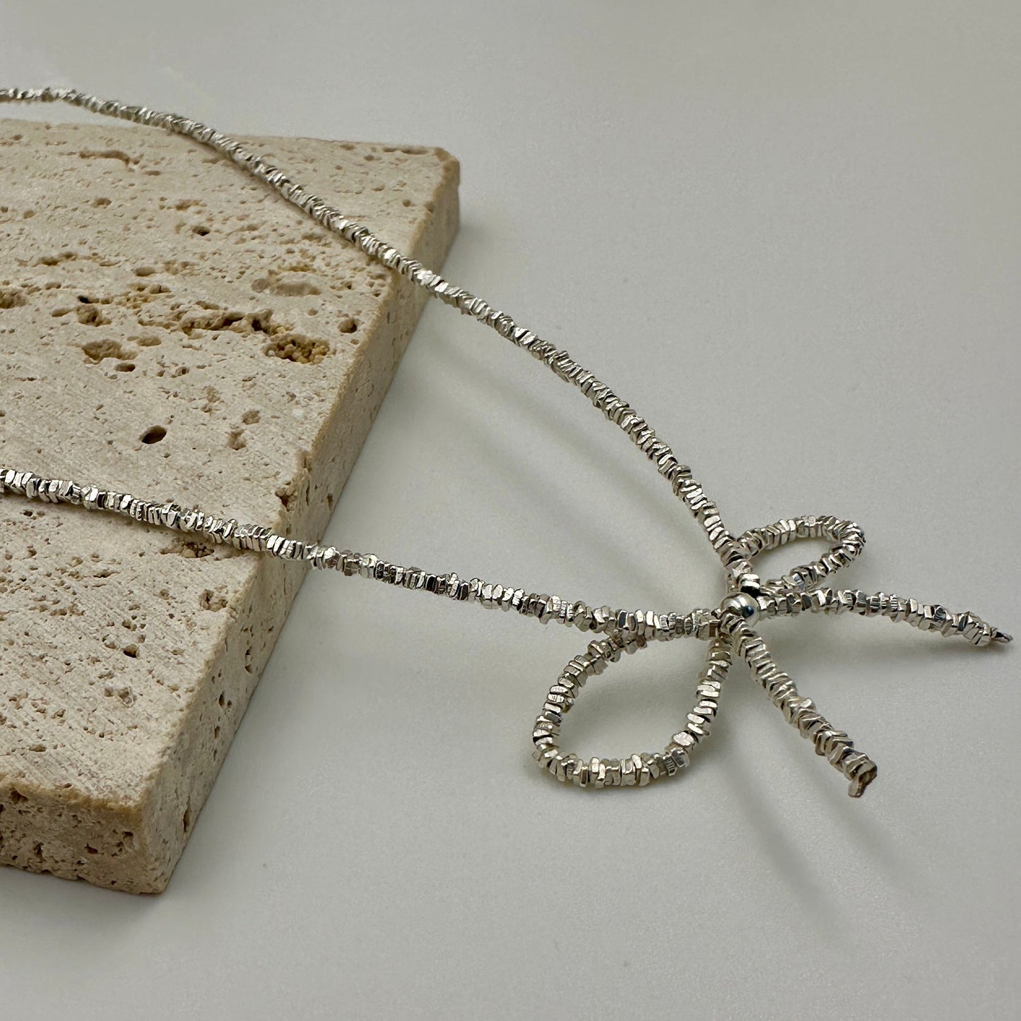 Ribbon Silver Necklace